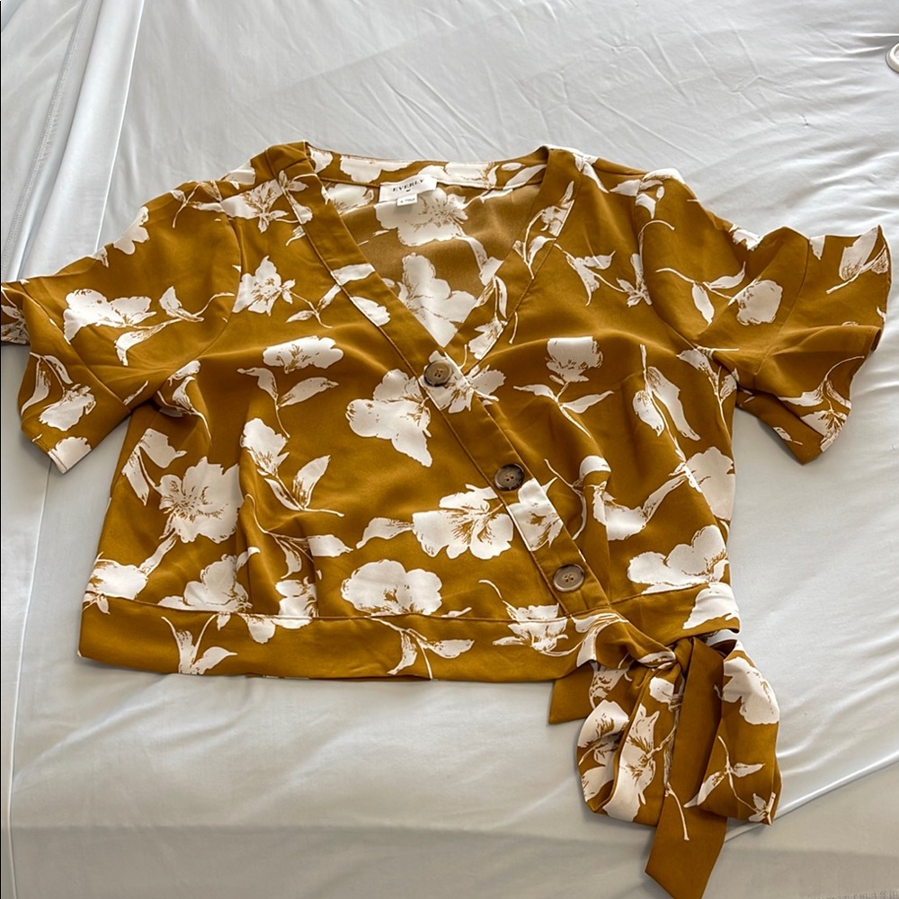 Floral Wrap Top in Mustard